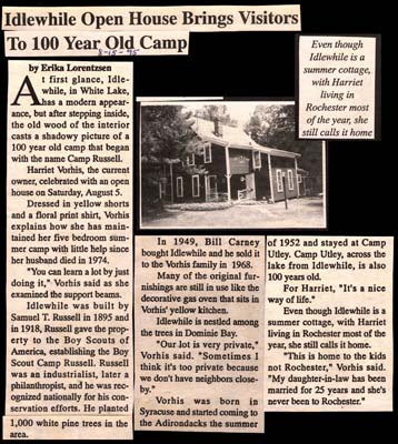 idlewhile open house brings visitors to 100 year old camp august 15 1995