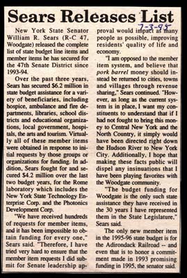sears releases list of state budget line items for 47th district july 3 1995
