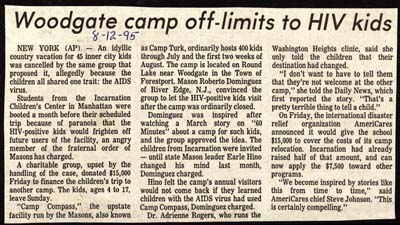 woodgate camp off limits to hiv positive children august 12 1995