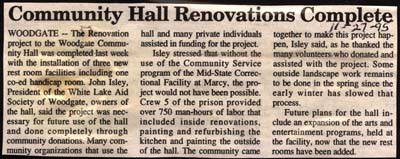 woodgate community hall renovations complete november 27 1995