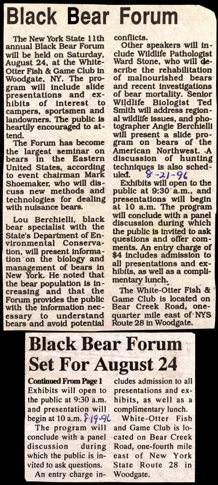 11th annual black bear forum held in woodgate august 24 1996 001
