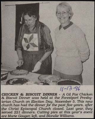 chicken and biscuit dinner held at forestport presbyterian church november 5 1996