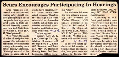 sears encourages participating in boating safety hearings april 22 1996
