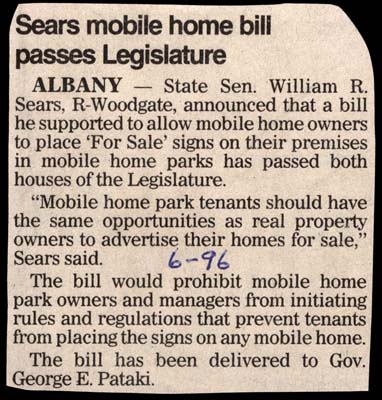 sears mobile home bill passes legislature june 1996