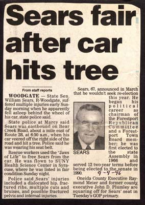senator sears in fair condition after car hits tree september 9 1996