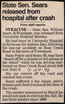 senator sears released from hospital after crash september 24 1996