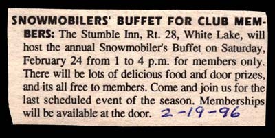snowmobilers buffet for club members stumble inn february 24 1996 001