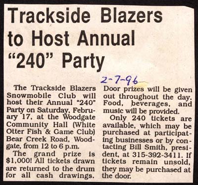trackside blazers host annual 240 party february 17 1996