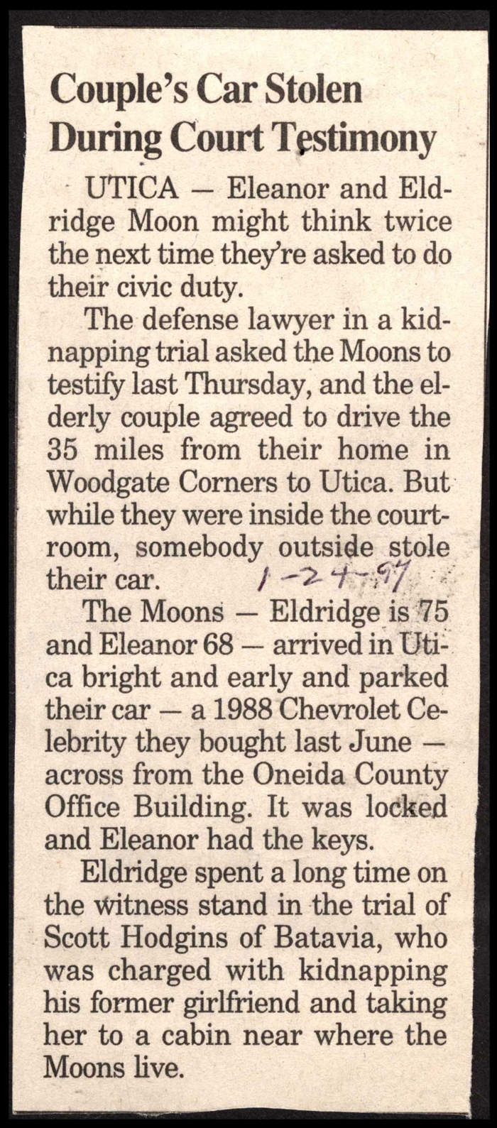 moons car stolen while testifying in court january 24 1997