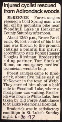 cyclist bruce broderick rescued from adirondack woods june 30 1997