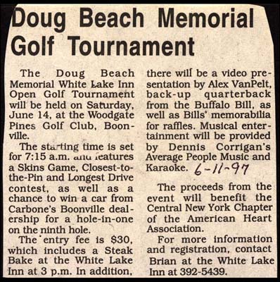 doug beach memorial golf tournament at woodgate pines june 14 1997