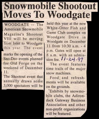 snowmobile magazines shootout moves to woodgate november 24 1997