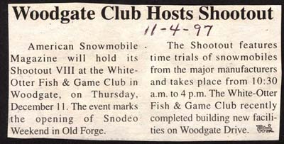snowmobiler shootout hosted by white otter fish and game club november 4 1997