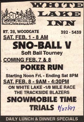 white lake inn advertisement and winter events announcement january 27 1997