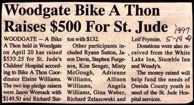 woodgate bikeathon raises 500 dollars for st jude april 20 1997