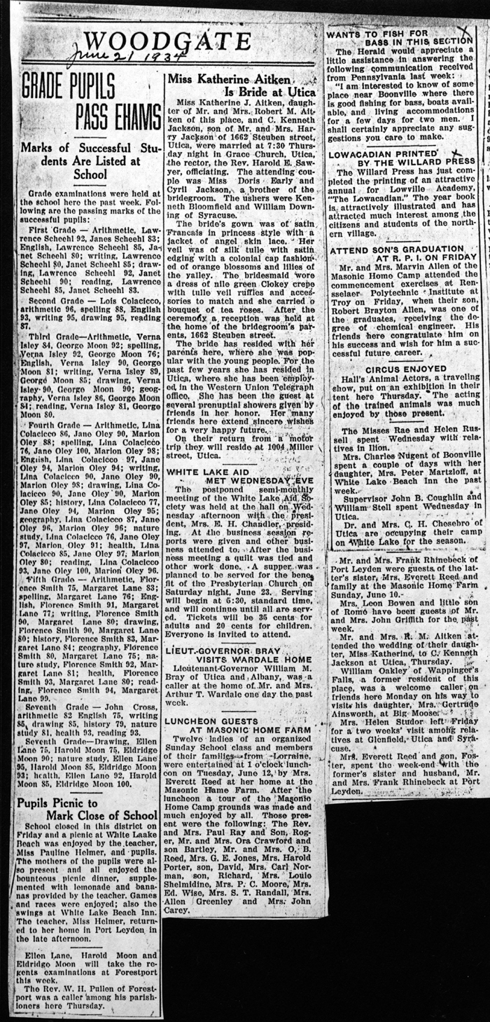 woodgate news june 21 1934