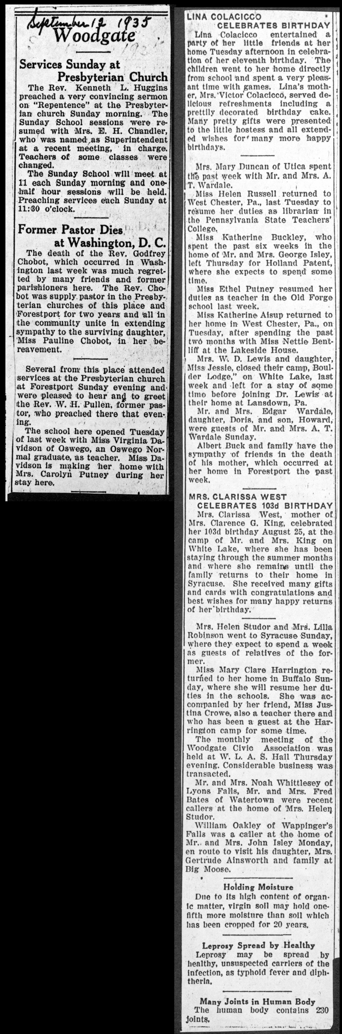 woodgate news september 12 1935