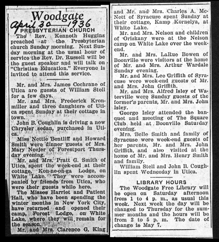 woodgate news april 30 1936