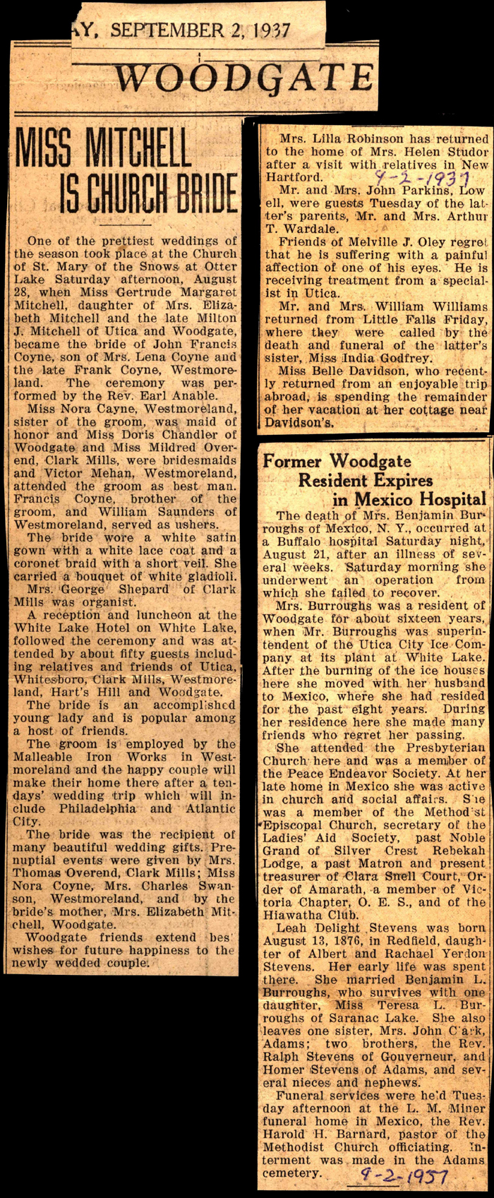 woodgate news september 2 1937 page1