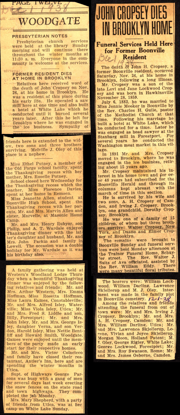 woodgate news december 1 1938