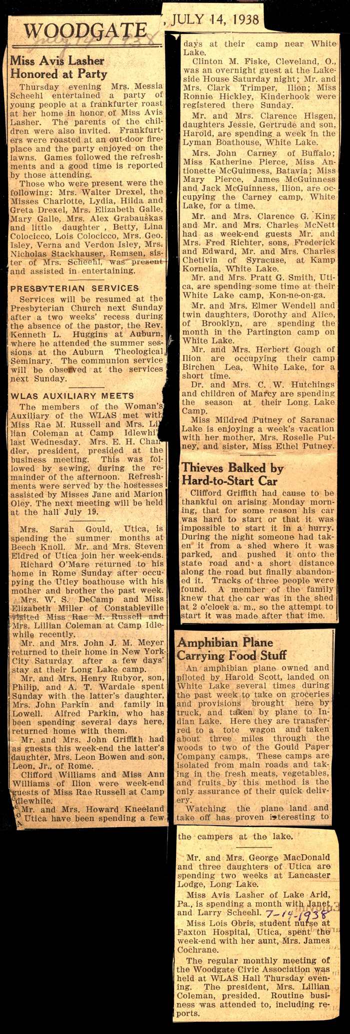 woodgate news july 14 1938