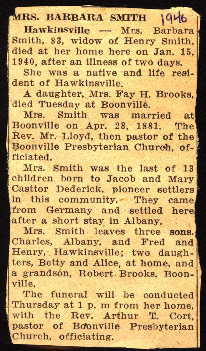 smith barbara dederick wife of henry smith obit january 15 1940