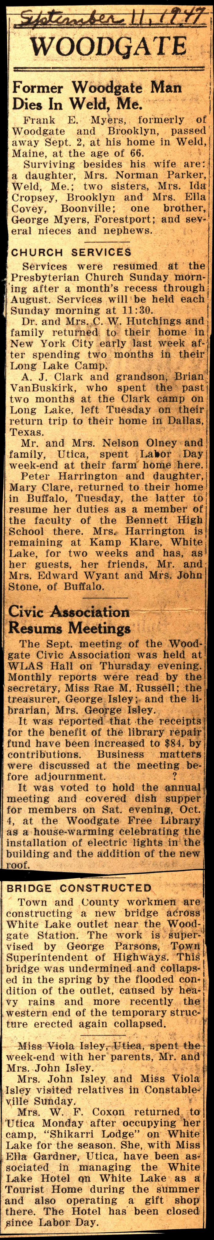 woodgate news september 11 1947