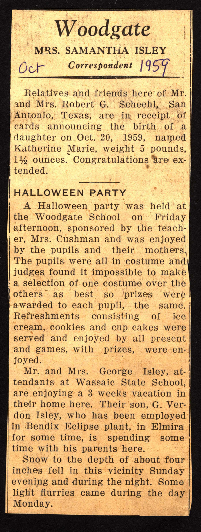 woodgate news october 1959