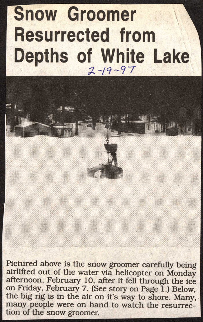 snow groomer resurrected from depths of white lake february 19 1997 002